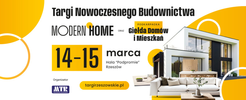 Targi Nowoczesnego Budownictwa MODERN HOME oraz Podkarpacka Giełda Domów i Mieszkań 2MH - baner 1470x600px